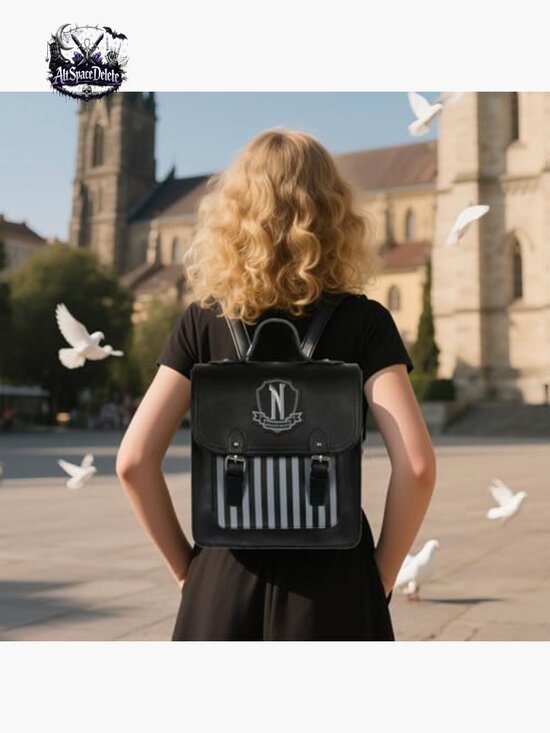 Gothic Faux Leather Daypack Backpack Lightweight Waterproof Adjustable Strap main image 4